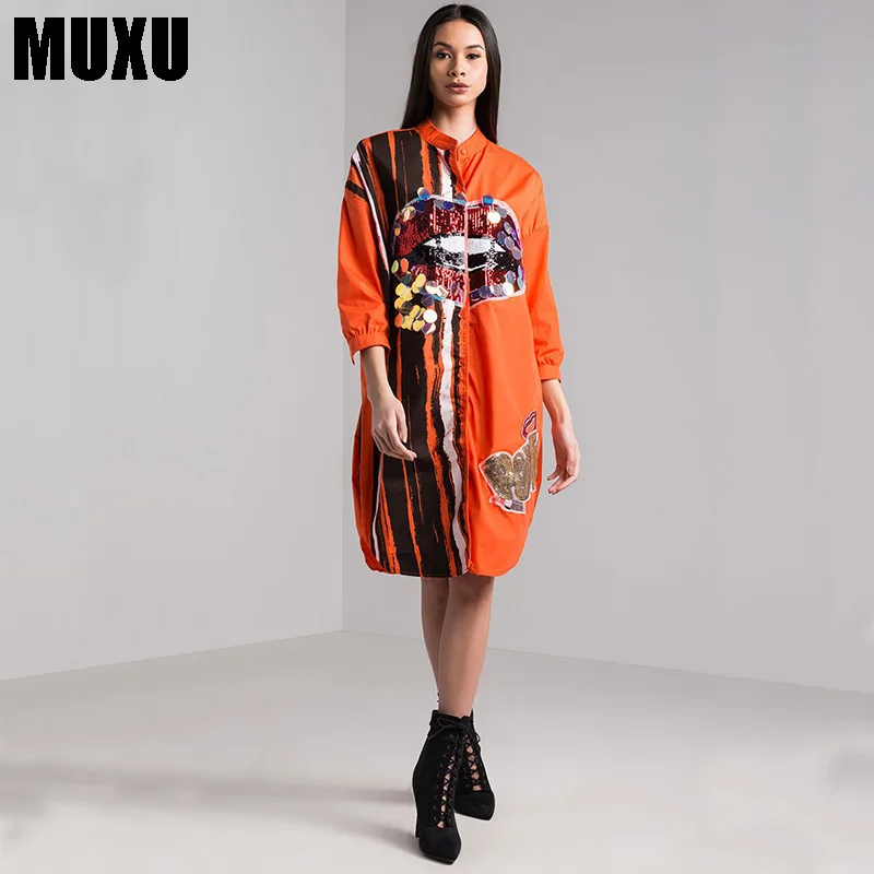 MUXU fashion woman clothes patchwork sequin glitter dress casual loose roupa feminina streetwear sundress shirt dresses jurken
MUXU fashion woman clothes patchwork sequin glitter dress casual loose roupa feminina streetwear sundress shirt dresses jurken