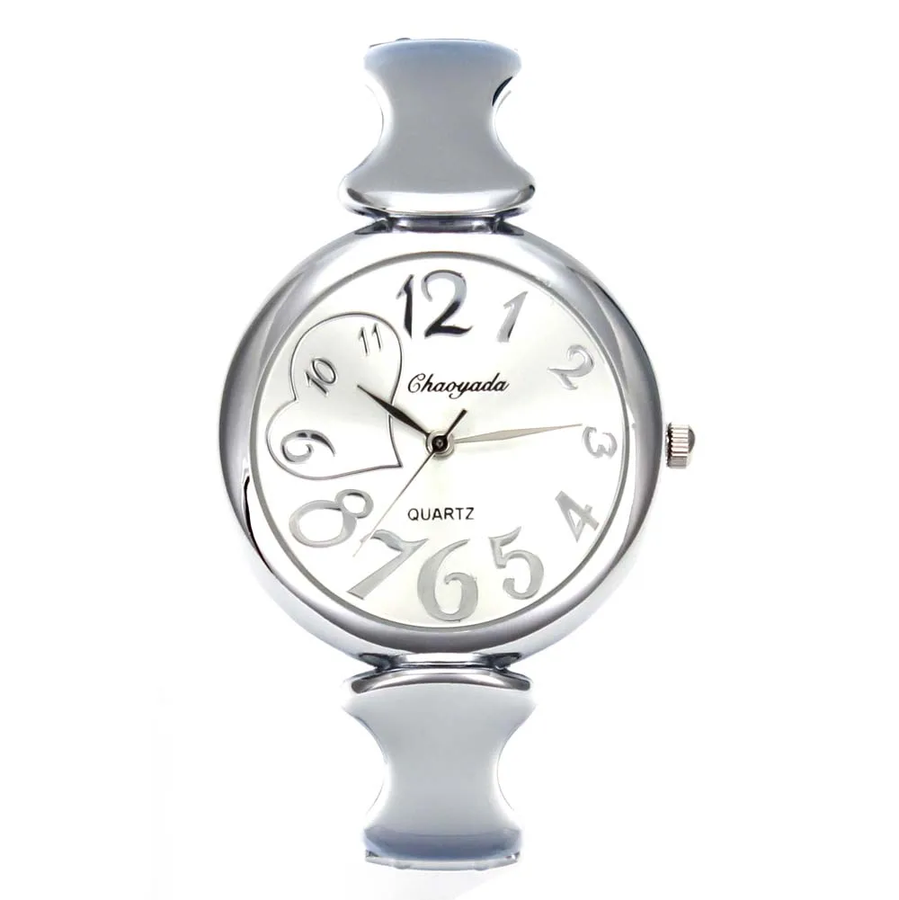 Lucky Love Heart Fashion Style Female Silver Tone Bracelet Watches Women Ladies Cuff Steel Round Bangle Analog Wrist Watch
Lucky Love Heart Fashion Style Female Silver Tone Bracelet Watches Women Ladies Cuff Steel Round Bangle Analog Wrist Watch