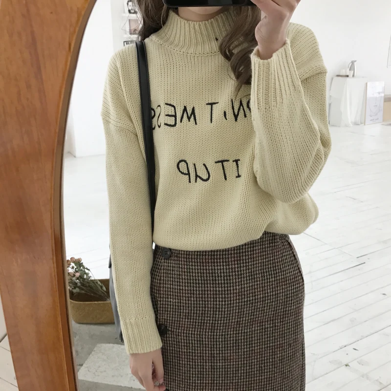 korea chic embroidered letters long sleeve turtleneck sweaters womens pullovers womens (C9076)
korea chic embroidered letters long sleeve turtleneck sweaters womens pullovers womens (C9076)