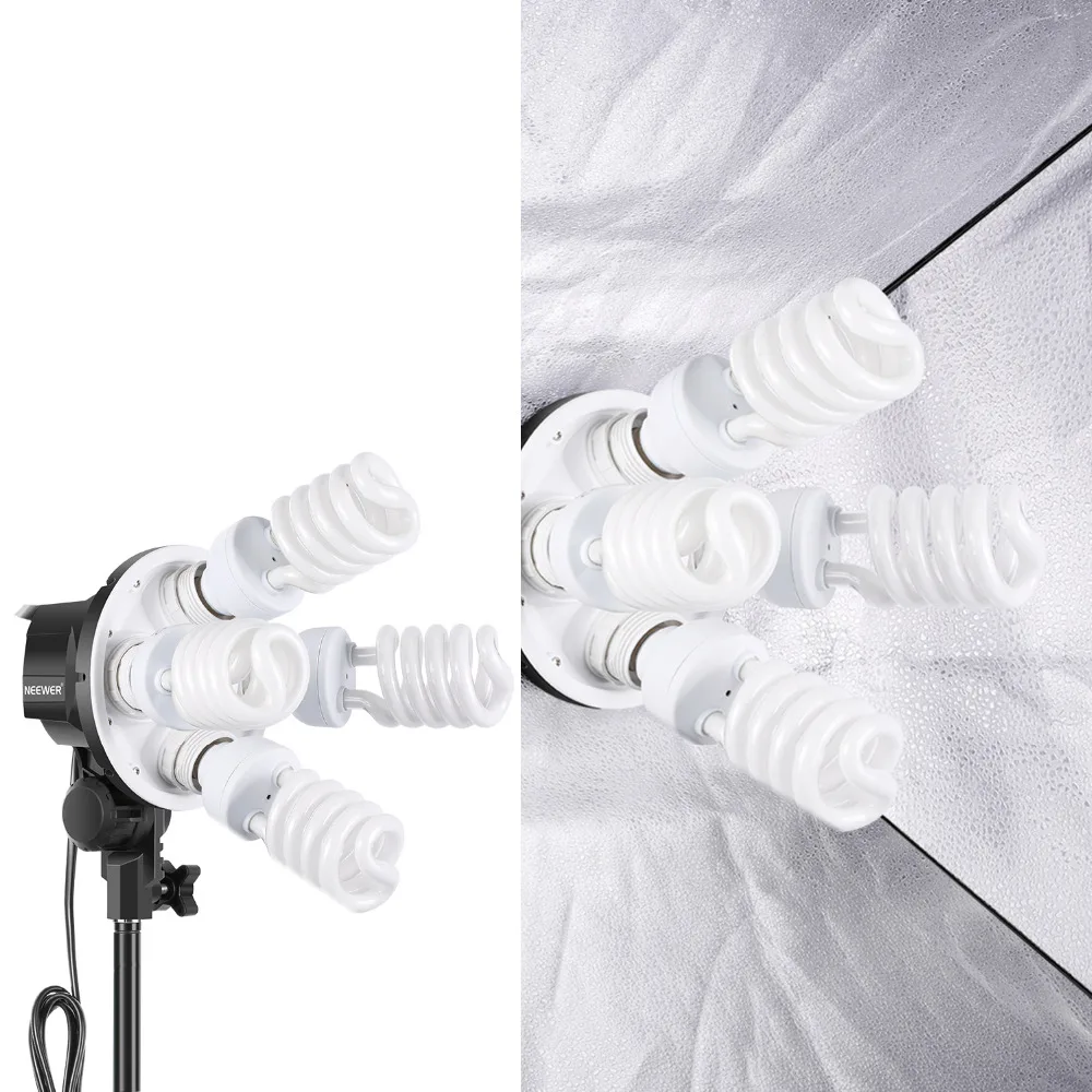 Neewer 800W Photography Studio Softbox Lighting Kit: (1) 20x27 inches Softbox, (1)4-Socket Light Holder, (4)45W Light Bulb
Neewer 800W Photography Studio Softbox Lighting Kit: (1) 20x27 inches Softbox, (1)4-Socket Light Holder, (4)45W Light Bulb