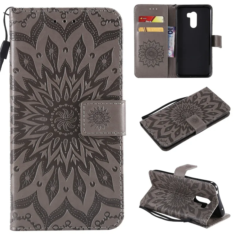 For Xiaomi pocophone F1 Case PU Leather Sun flower Embossed Flip Wallet Stand Holder Bag Phone Cover For Xiaomi pocophoneF1 Case (8)
