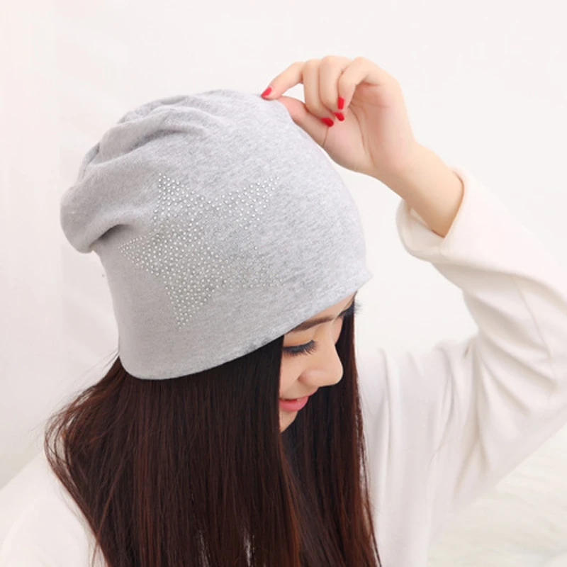 Fashion Women hip-hop Beanie Hat Cotton Rhinestones Five-pointed Star Turban Cap 11 Colors 
Fashion Women hip-hop Beanie Hat Cotton Rhinestones Five-pointed Star Turban Cap 11 Colors