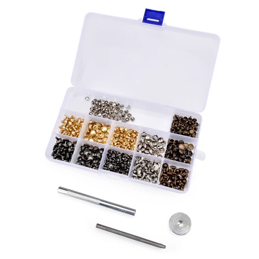240pcs Leather Rivets Tools Set Double Cap Tubular Metal Studs Fixing Tool for DIY Craft Professional Leathercraft Accessories
240pcs Leather Rivets Tools Set Double Cap Tubular Metal Studs Fixing Tool for DIY Craft Professional Leathercraft Accessories