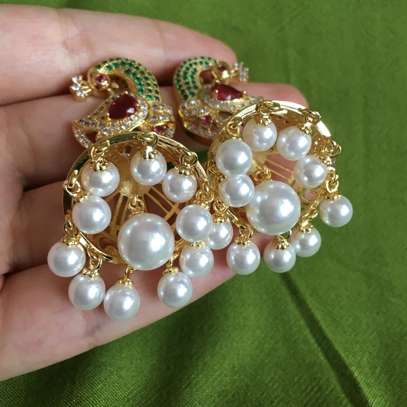 Серьги из индийского болливуда и жемчуга Jhumka искусственный жемчуг позолоченный