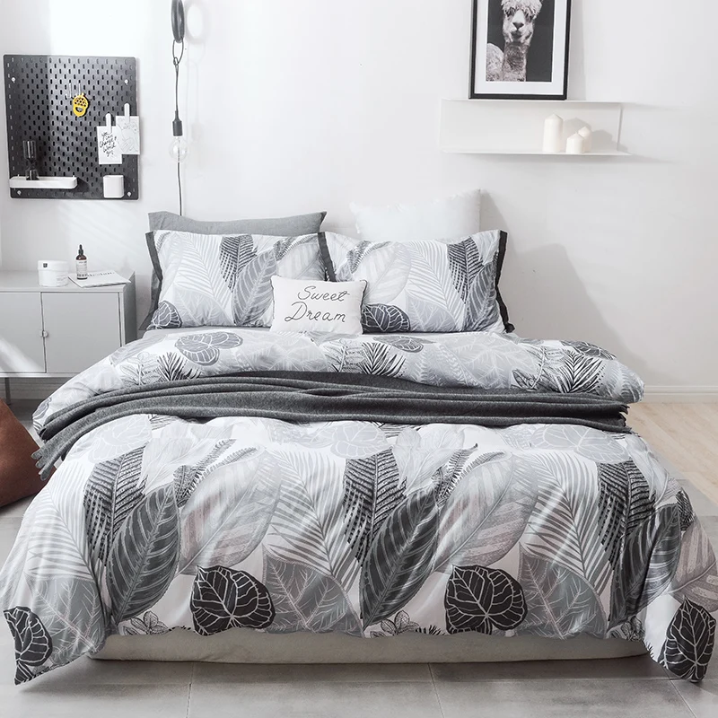 Gray Leaf Pattern Bedding Set 3/4Pcs Single Double Quen King Size Flat Sheet Set Pillowslip Nature Duvet Cover Quilt Cover Set
Gray Leaf Pattern Bedding Set 3/4Pcs Single Double Quen King Size Flat Sheet Set Pillowslip Nature Duvet Cover Quilt Cover Set