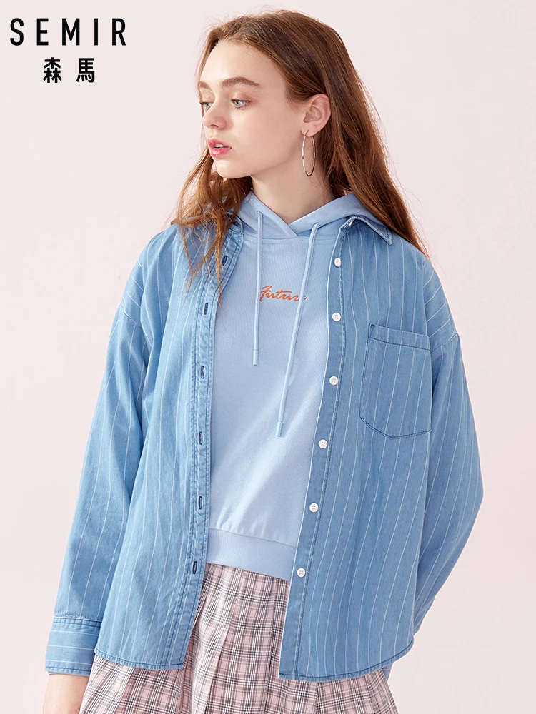 SEMIR Women 100% Cotton Striped Shirt with Collar Women's Casual Fit Shirt with Chest Pocket Tapered Waist Front Button Closure
SEMIR Women 100% Cotton Striped Shirt with Collar Women's Casual Fit Shirt with Chest Pocket Tapered Waist Front Button Closure