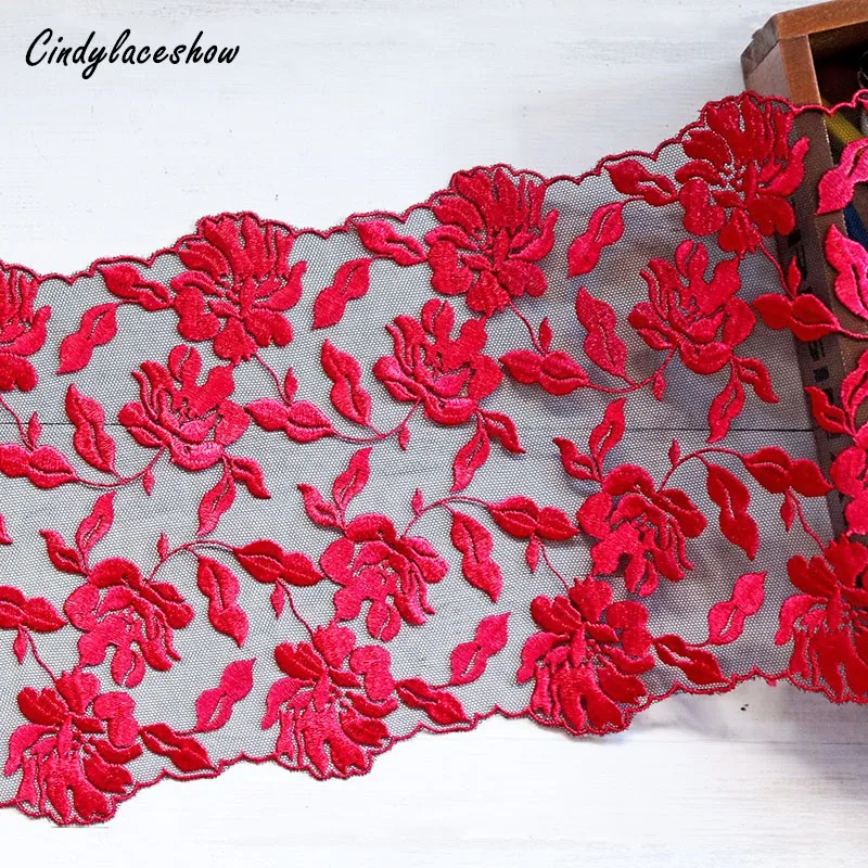 1 Meter 17.5cm Width Red Flower Embroidered Lace Trims Black Mesh Costume Decorative Lace Applique Trimmings Lace Fabric Craft
1 Meter 17.5cm Width Red Flower Embroidered Lace Trims Black Mesh Costume Decorative Lace Applique Trimmings Lace Fabric Craft