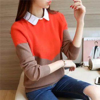 Women's Knitted Sweater And Pullover New Autumn Winter Clothes Color Shirt Shirt Collar Fake Two Sweaters Female Casual Tops 887
Women's Knitted Sweater And Pullover New Autumn Winter Clothes Color Shirt Shirt Collar Fake Two Sweaters Female Casual Tops 887