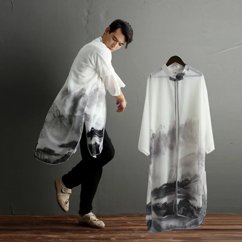 Original national style light and thin sunscreen shirt clothing Chinese style tang suit han suit Chinese men's long gown cape
Original national style light and thin sunscreen shirt clothing Chinese style tang suit han suit Chinese men's long gown cape