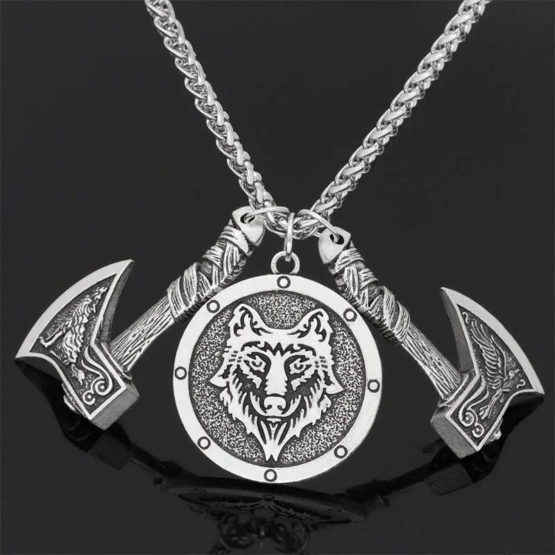 Nordic Viking axe wolf head pendant necklace men's fashion necklace 2018 silver viking jewelry
Nordic Viking axe wolf head pendant necklace men's fashion necklace 2018 silver viking jewelry