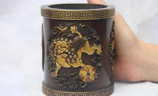 song voge gem S1364 China Palace Red Copper 24K Gold Gilt Bronze Foo Dogs Lion pencil vase brush pot
song voge gem S1364 China Palace Red Copper 24K Gold Gilt Bronze Foo Dogs Lion pencil vase brush pot