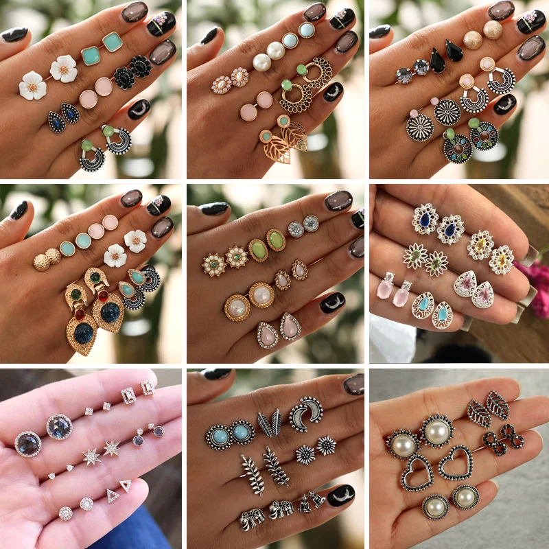 Tocona Bohemia Flower Water Drop Inlay Crystal Rhinestone Leaf Stud Earrings Set For Women Sweet Imitation Pearl Star Jewelry
Tocona Bohemia Flower Water Drop Inlay Crystal Rhinestone Leaf Stud Earrings Set For Women Sweet Imitation Pearl Star Jewelry