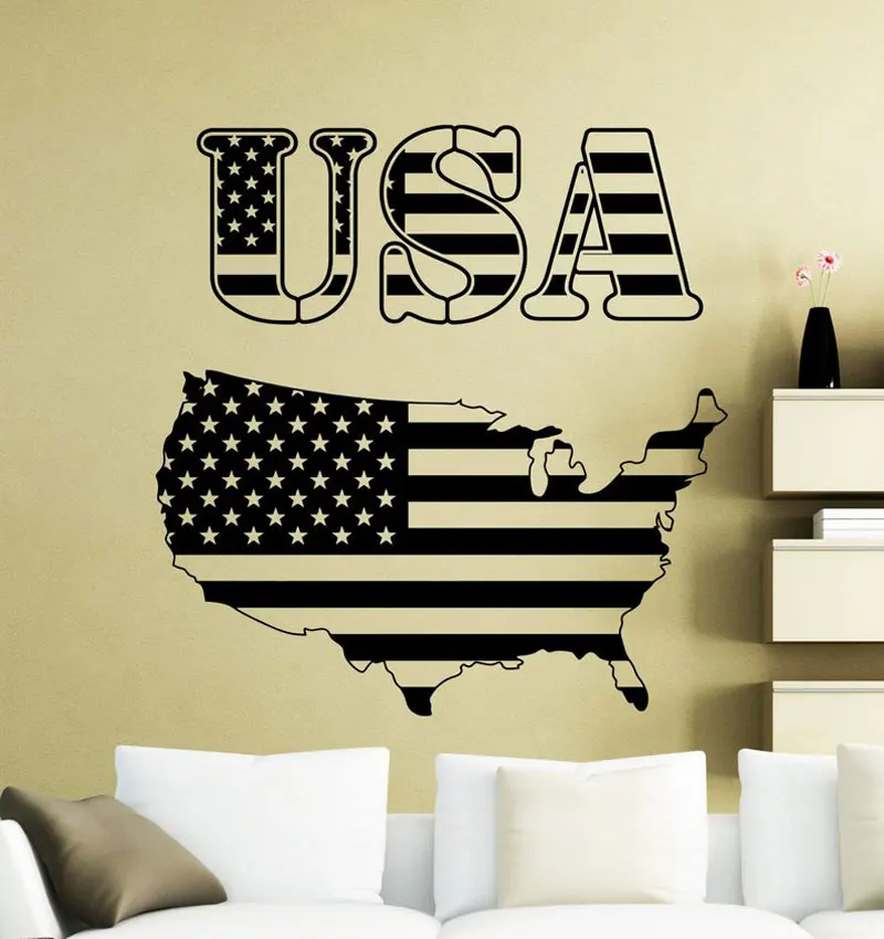 USA Word Map Flag Wall Sticker American Vinyl Decal Home Room Interior Decoration Waterproof High Quality Mural DT22
USA Word Map Flag Wall Sticker American Vinyl Decal Home Room Interior Decoration Waterproof High Quality Mural DT22