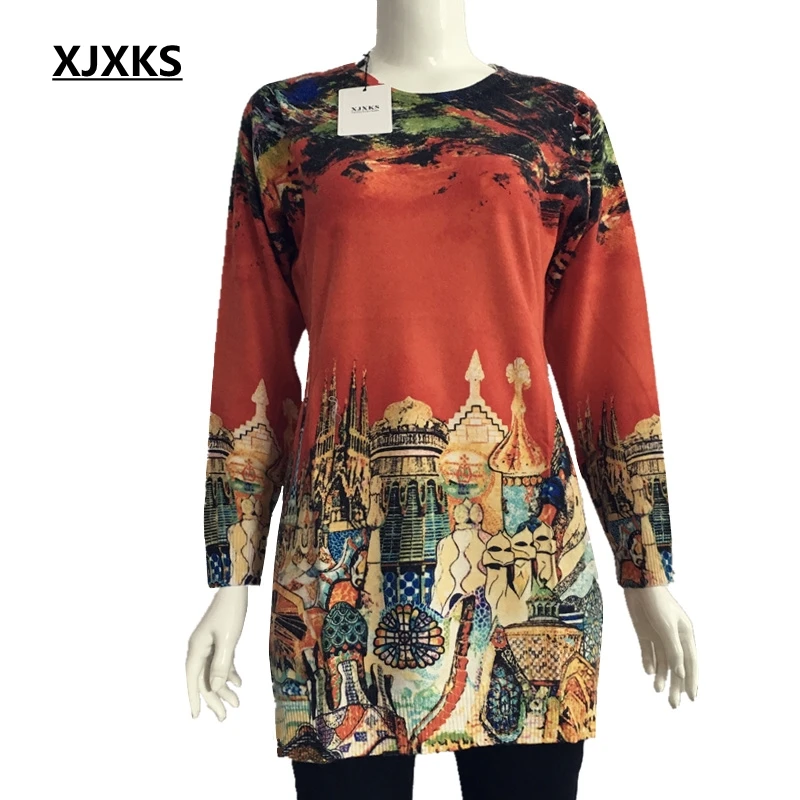 XJXKS Street Autumn Winter Long Sweater New 2019 Long Sleeve Knitted Wool Oversized Sweater Women Pullover Print Sweaters
XJXKS Street Autumn Winter Long Sweater New 2019 Long Sleeve Knitted Wool Oversized Sweater Women Pullover Print Sweaters
