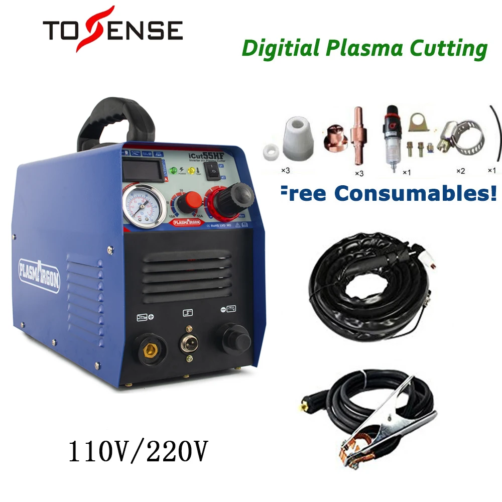 Air Inverter Plasma Cutting Machine Tosense ICUT55 Dual Voltage 55A Plasma Cutter (110/220V) + PT31 torch Consumables
Air Inverter Plasma Cutting Machine Tosense ICUT55 Dual Voltage 55A Plasma Cutter (110/220V) + PT31 torch Consumables