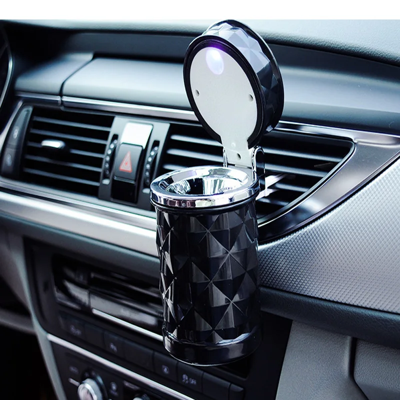 Car Accessories Portable LED Light Ashtray Universal Cigarette Cylinder Holder Styling Mini Interior Supplie | Автомобили и