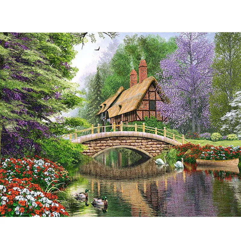 5D DIY Diamond Painting Forest Cabin Bridge Cross Stitch Landscape Needlework Home Decorative Full Square Diamond Embroidery
5D DIY Diamond Painting Forest Cabin Bridge Cross Stitch Landscape Needlework Home Decorative Full Square Diamond Embroidery