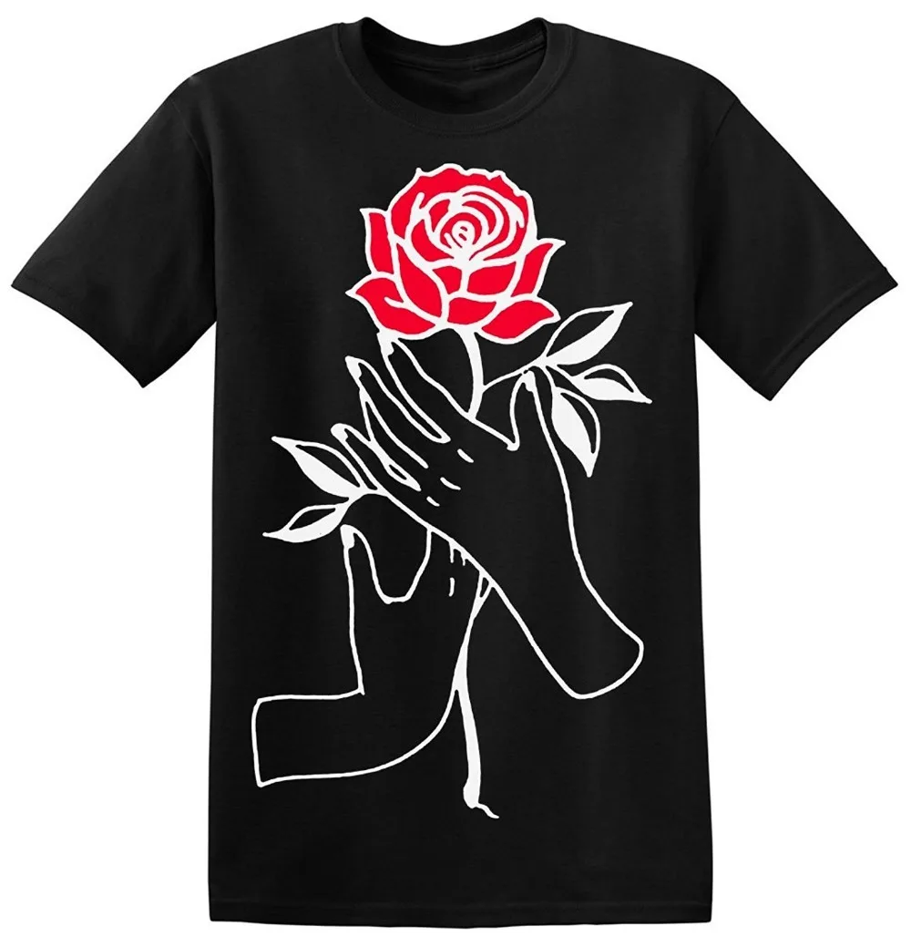 2018 новый летний Для мужчин Лидер продаж Мода романтическая роза в руке t-shirtmale
