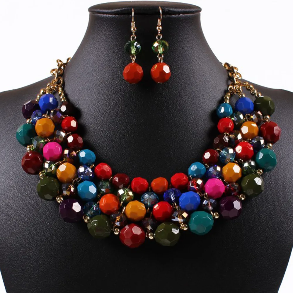 Fashion Bohemian Ethnic Necklace Earring Multi Color Beads Jewelry Set Ethnique Boheme Bijoux Femme Collar Pendientes Parure
Fashion Bohemian Ethnic Necklace Earring Multi Color Beads Jewelry Set Ethnique Boheme Bijoux Femme Collar Pendientes Parure