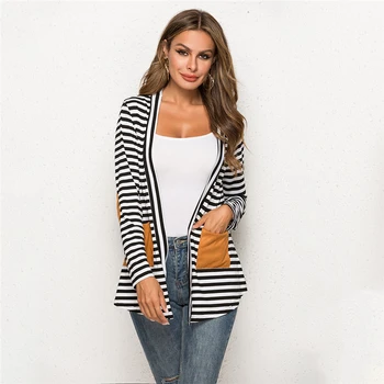 Harajuku Spring Autumn Cardigan Women Long Sleeve Striped Printed Casual Elbow Patchwork Knitted Sweater Pocket Outerwear
Harajuku Spring Autumn Cardigan Women Long Sleeve Striped Printed Casual Elbow Patchwork Knitted Sweater Pocket Outerwear