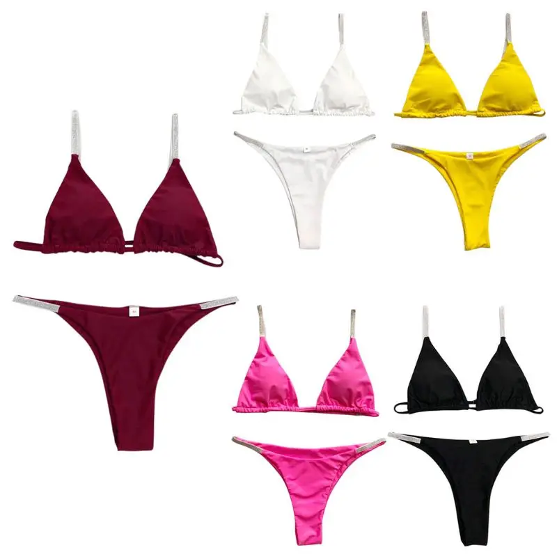 Womens Sexy Two-Piece Bikini Set Glitter Sequins Embellishment Spaghetti Straps Triangle Bra Swimsuit Solid Color High Cut Beach
Womens Sexy Two-Piece Bikini Set Glitter Sequins Embellishment Spaghetti Straps Triangle Bra Swimsuit Solid Color High Cut Beach