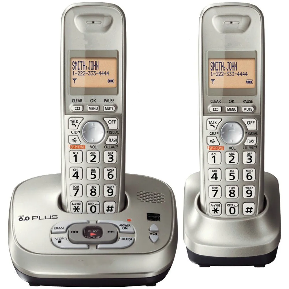 

2 Handsets KX-TG4021 digital Cordless Phone with Answering System Dect-6.0 silver