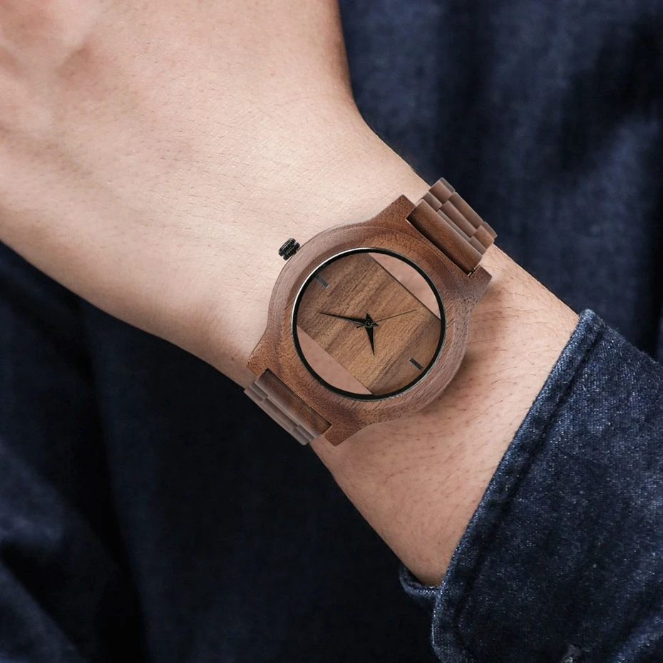 YISUYA Mens Women Natural Wood Watches Full Wooden Bamboo Wristwatch Fashion Hollow Dial Design Quartz Novel Handmade Clock Gift 2017 (11)