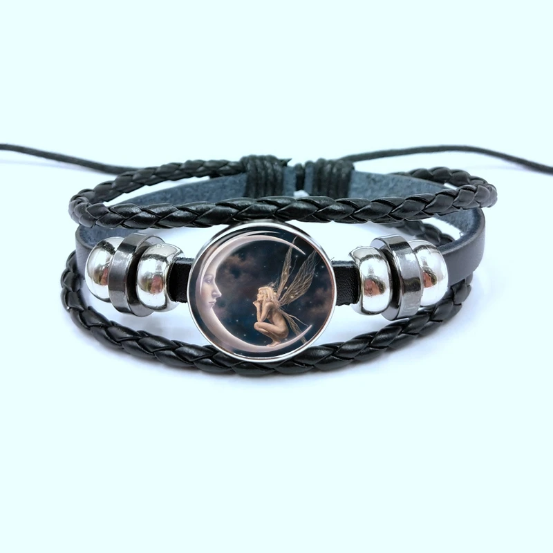 2019 Fairy In Moon Photo keychain Angel on Moon Art Photo Cabochon button woven leather bracelet
2019 Fairy In Moon Photo keychain Angel on Moon Art Photo Cabochon button woven leather bracelet