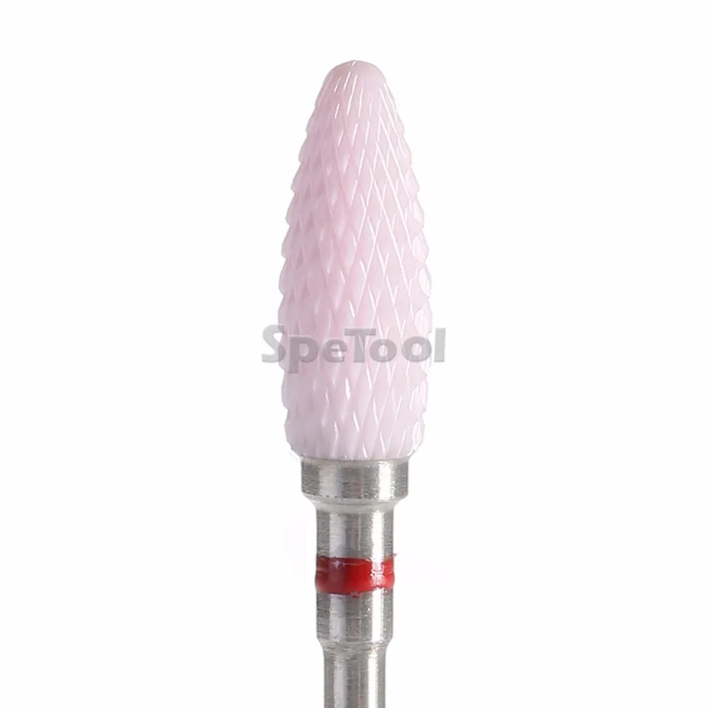 Фото SpeTool Advanced Pink Zirconia Керамические сверла для ногтей 3/32 ''форма пули резак