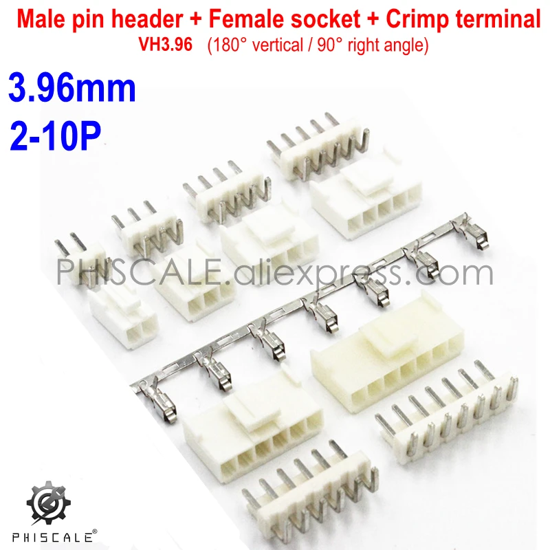 PHISCALE VH3.96 2-12Pin 3.96mm 20sets Straight /Curved Pin Connector Kit Pin Header+Vertical/Right Angle Socket Housing+Terminal
PHISCALE VH3.96 2-12Pin 3.96mm 20sets Straight /Curved Pin Connector Kit Pin Header+Vertical/Right Angle Socket Housing+Terminal