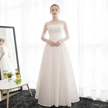 Holievery Lace Satin A Line Wedding Dresses with Half Sleeves 2019 Floor Length Bridal Gown White Ivory Wedding Gowns
Holievery Lace Satin A Line Wedding Dresses with Half Sleeves 2019 Floor Length Bridal Gown White Ivory Wedding Gowns