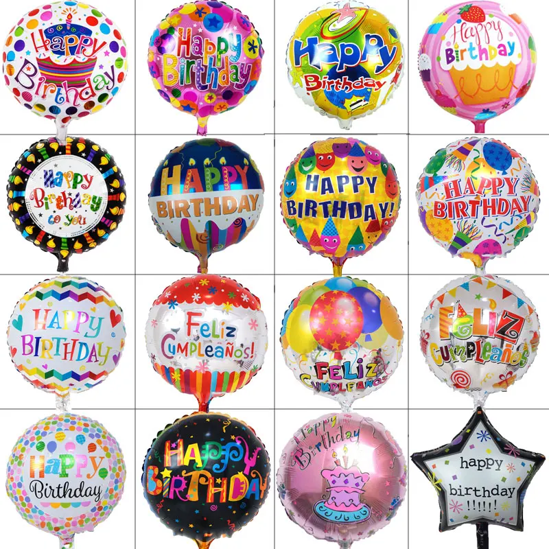 

free shipping 1PC 18-inch happy birthday balloon Aluminum foil Helium balloons birthday party decorations kids toy Supplies