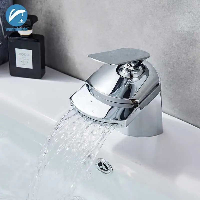 Chrome Basin Sink Faucet Waterfall Hot and Cold Water Bathroom Mixer Taps Single Hole single Hole Countertop Washing Faucet
Chrome Basin Sink Faucet Waterfall Hot and Cold Water Bathroom Mixer Taps Single Hole single Hole Countertop Washing Faucet