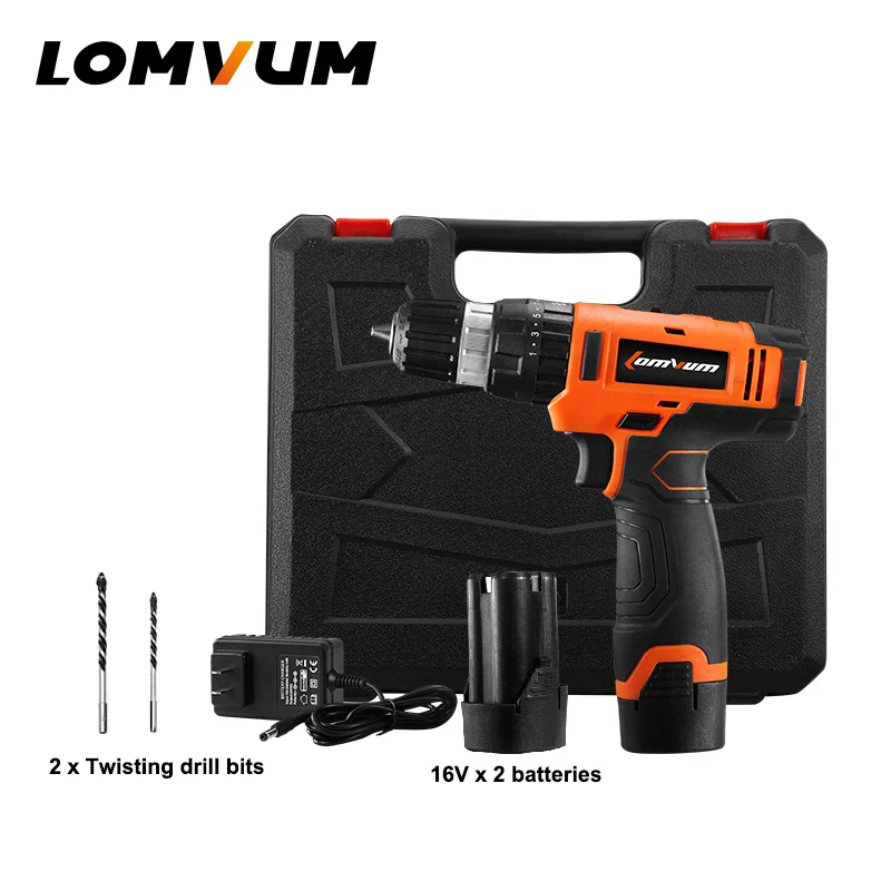 LOMVUM NEW 16V Impact Cordless Electric Drill double speed handheld screwdriver electric tool rechargtable battery screwdriver
LOMVUM NEW 16V Impact Cordless Electric Drill double speed handheld screwdriver electric tool rechargtable battery screwdriver