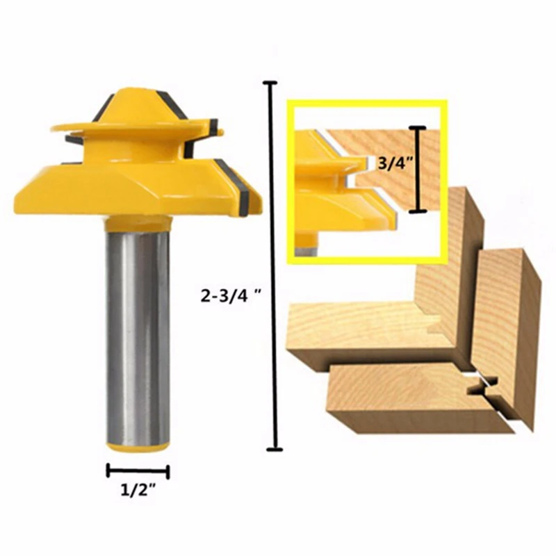 1PC Small Lock Miter Router Bit Anti-kickback 45 Degree 1/2 inch Stock 1/2 inch Shank Tenon Cutter for Woodworking Tools
1PC Small Lock Miter Router Bit Anti-kickback 45 Degree 1/2 inch Stock 1/2 inch Shank Tenon Cutter for Woodworking Tools