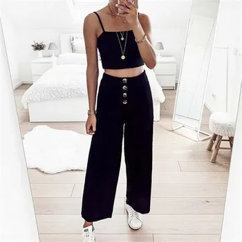 Female's Buttons Wide Legs Trousers New Pure Color Casual Flared Pants Lady High Waisted Loose Long Pants Fashionable Autumn Hot
Female's Buttons Wide Legs Trousers New Pure Color Casual Flared Pants Lady High Waisted Loose Long Pants Fashionable Autumn Hot