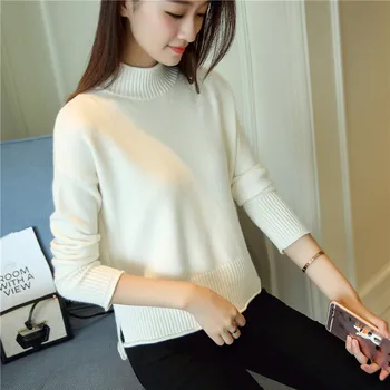 Korean version of the short knit shirt women's half-length collar long sleeved sweater autumn and winter new loose sweater
Korean version of the short knit shirt women's half-length collar long sleeved sweater autumn and winter new loose sweater