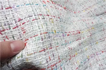 Free ship color weaved tweed fabric true white price for 1 meter 150cm wide