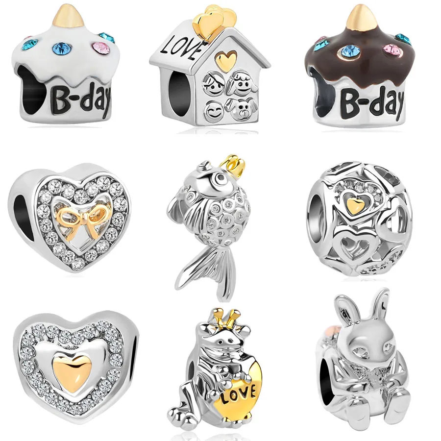 European gold 2 tones birthday cake love family fish frog bead Charms Fit original Pandora Bracelets DIY Jewelry EL060
European gold 2 tones birthday cake love family fish frog bead Charms Fit original Pandora Bracelets DIY Jewelry EL060