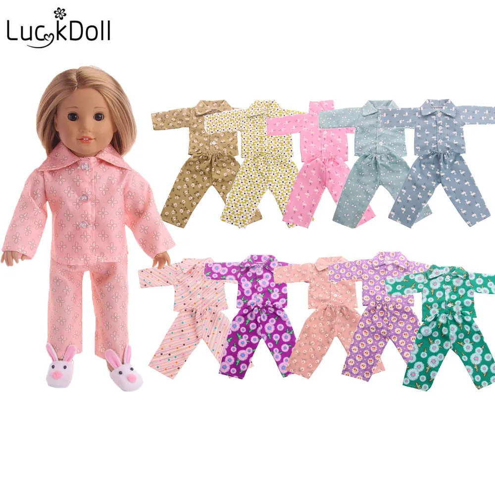 LUCKDOLL кукольная Пижама с цветочным принтом для 18 дюймовых американских кукол или