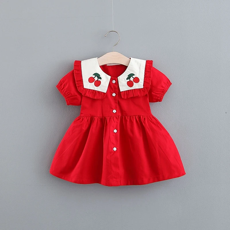 2019 Summer Cotton Baby Girls Short Sleeve Lapel Collar Embroidery Cherry Princess Party Kids Birthday Dress vestidos
2019 Summer Cotton Baby Girls Short Sleeve Lapel Collar Embroidery Cherry Princess Party Kids Birthday Dress vestidos