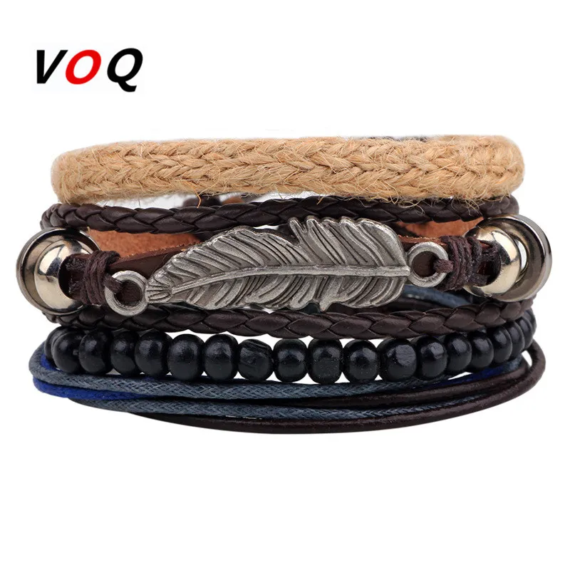 3-4pcs/Set Vintage Punk Style Genuine Feather Bracelet for Men Women Leather Cuff Bracelet Vintage Jewelry Wholesale Pulseras
3-4pcs/Set Vintage Punk Style Genuine Feather Bracelet for Men Women Leather Cuff Bracelet Vintage Jewelry Wholesale Pulseras