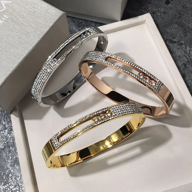 Titanium Steel Rose Gold Buckle Mobile Bracelet with Cubic Zirconia Hinged Bangle For Women 3 Color Never fade
Titanium Steel Rose Gold Buckle Mobile Bracelet with Cubic Zirconia Hinged Bangle For Women 3 Color Never fade