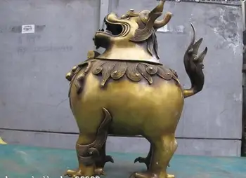 China Superb Pure Copper Brass Foo Dog Lions unicorn Royal Incense burner censer
China Superb Pure Copper Brass Foo Dog Lions unicorn Royal Incense burner censer