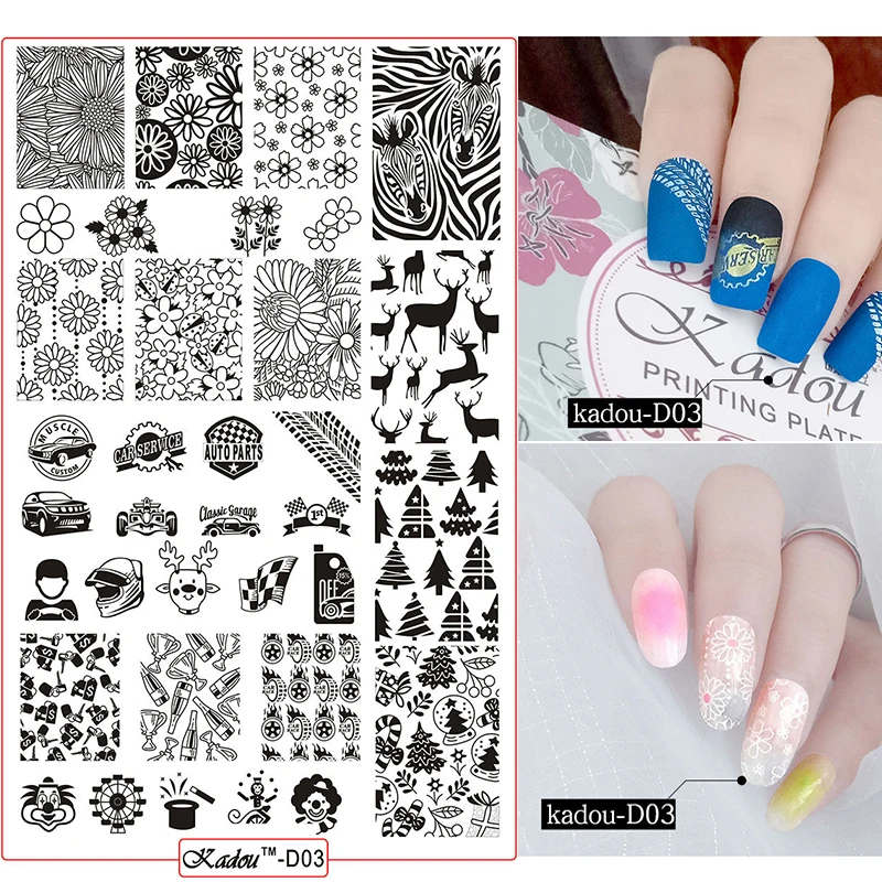 Kadou-D03 Christmas Rectangle Nail Stamping Template Animal/Cartoon/Flower Nail Stamp Polish Image DIY Nail Art Stamping Plates
Kadou-D03 Christmas Rectangle Nail Stamping Template Animal/Cartoon/Flower Nail Stamp Polish Image DIY Nail Art Stamping Plates