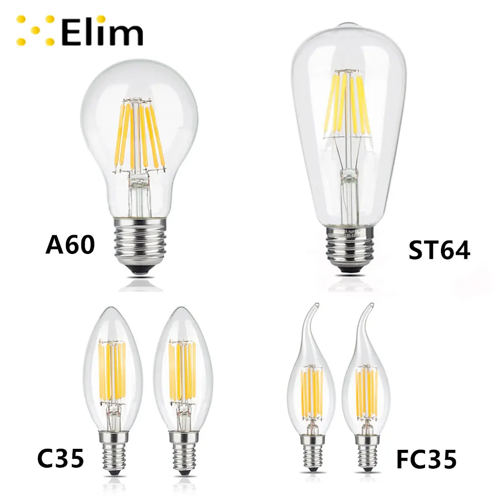 Led Filament Bulb A60 ST64 C35 FC35 E27 E14 Candle Light Chandelier 2W 4W 6W 8W 220V Spotlight Led bulb Light Chandlier Lamp
Led Filament Bulb A60 ST64 C35 FC35 E27 E14 Candle Light Chandelier 2W 4W 6W 8W 220V Spotlight Led bulb Light Chandlier Lamp