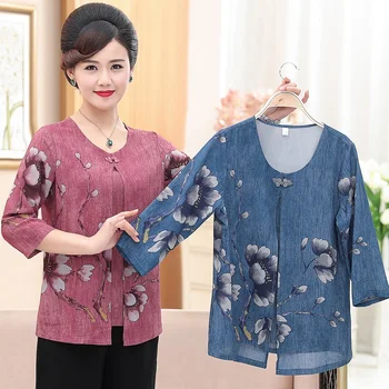 Fake Two Pieces Women Top 2020 Spring Fall New Three Quarter Sleeve Mother Tshirt Floral Printed Fashion Casual Loose Female Tee
Fake Two Pieces Women Top 2020 Spring Fall New Three Quarter Sleeve Mother Tshirt Floral Printed Fashion Casual Loose Female Tee