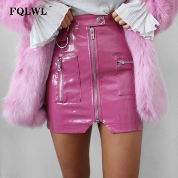 FQLWL Pink Zipper Pocket PVC PU Leather Sexy Skirt Women High Waist Bodycon Shorts Mini Skirts Female Club Summer Pencil Skirts
FQLWL Pink Zipper Pocket PVC PU Leather Sexy Skirt Women High Waist Bodycon Shorts Mini Skirts Female Club Summer Pencil Skirts