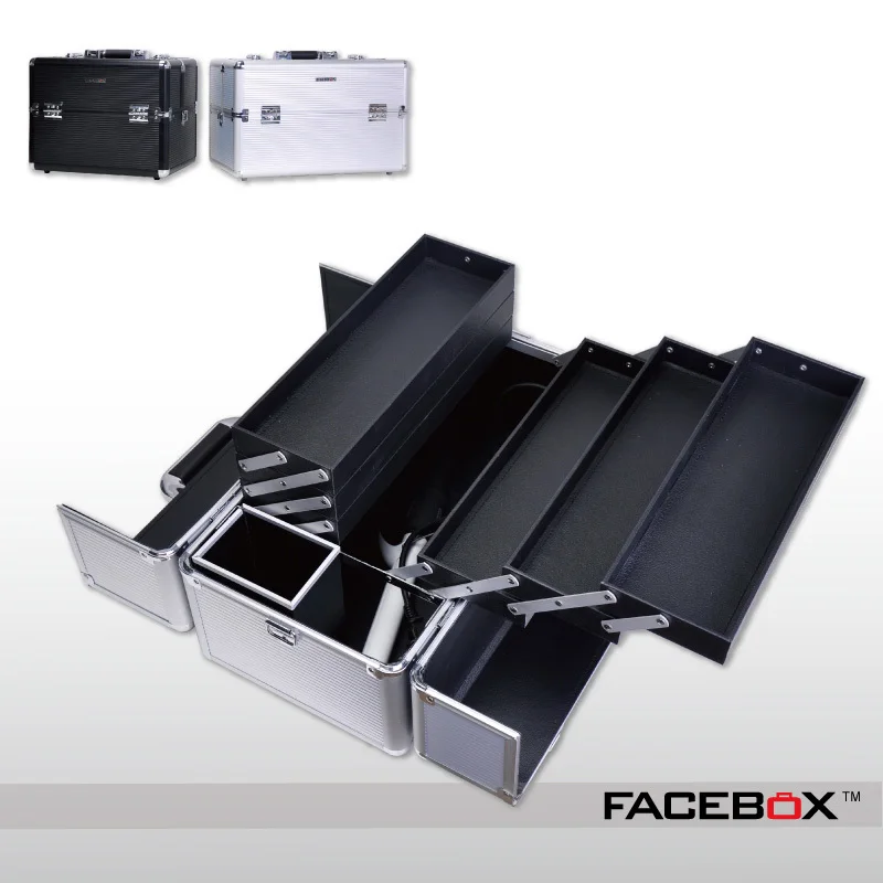 Facebox Aluminum Makeup Train Case Stylish Gift Packaging Box Comestic Case Easy Carrying Bag with Shoulder Strap Black Silver
Facebox Aluminum Makeup Train Case Stylish Gift Packaging Box Comestic Case Easy Carrying Bag with Shoulder Strap Black Silver