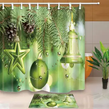 Green Christmas Ball Bell Shower Curtains Home Decor Polyester Bath Screens Waterproof Mildew Proof Shower Curtain with Hooks
Green Christmas Ball Bell Shower Curtains Home Decor Polyester Bath Screens Waterproof Mildew Proof Shower Curtain with Hooks